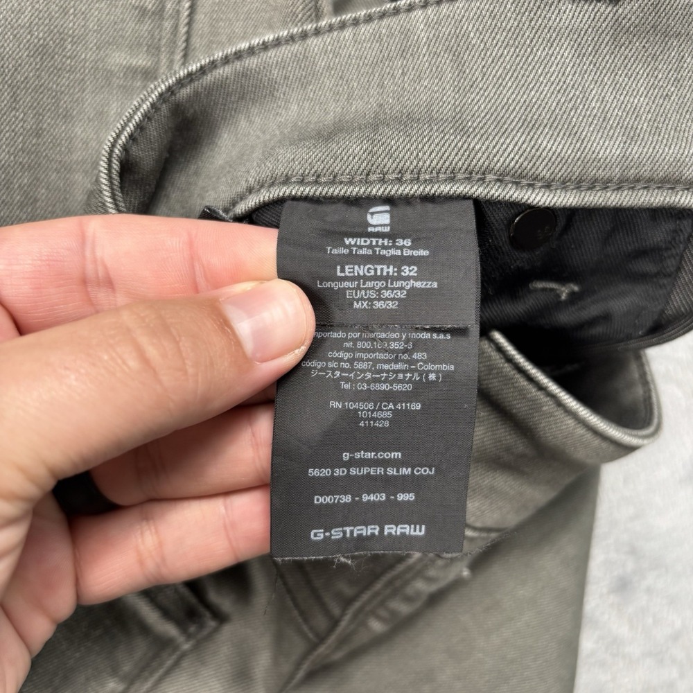 G-STAR 5620 3D Super Slim Coj Jeans Men's 36x32 Olive Denim Zip Fly Stretch - Picture 3 of 8